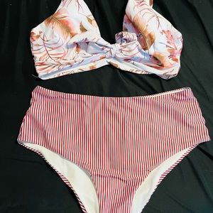 Pink Multi High Waisted Bikini - SHEIN 1XL